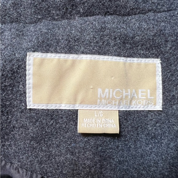 MICHAEL by Michael Kors Wool Blend Grey Pea Coat Winter Jacket Size Large EUC - Picture 2 of 14